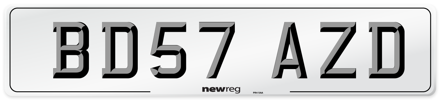 BD57 AZD Number Plate from New Reg